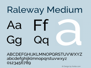 Raleway Medium Version 3.000; ttfautohint (v0.96) -l 8 -r 28 -G 28 -x 14 -w 