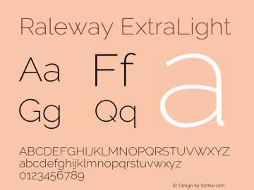 Raleway ExtraLight Version 3.000; ttfautohint (v0.96) -l 8 -r 28 -G 28 -x 14 -w 