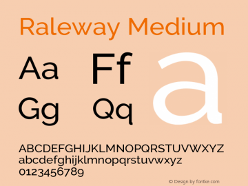 Raleway Medium Version 3.000; ttfautohint (v0.96) -l 8 -r 28 -G 28 -x 14 -w 