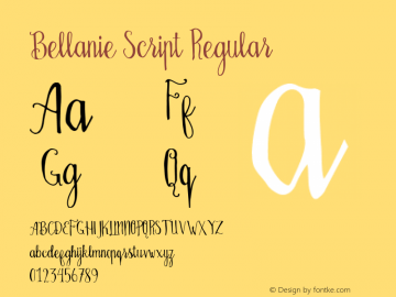 Bellanie Script Regular 1.000 Font Sample