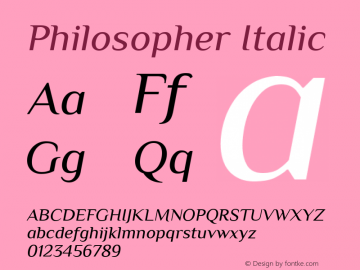 Philosopher Italic Version 1.000 Font Sample