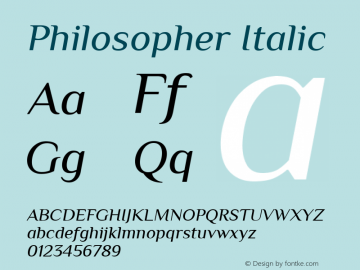 Philosopher Italic Version 1.000 Font Sample