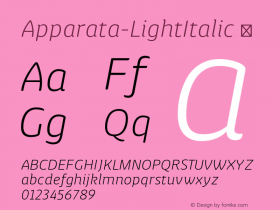 Apparata-LightItalic ☞ Version 1.000;com.myfonts.easy.xavier-lanau.apparata.light-italic.wfkit2.version.4kaf Font Sample