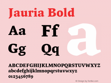 Jauria Bold Version 7.504; 2010; Build 1021; ttfautohint (v1.3) Font Sample