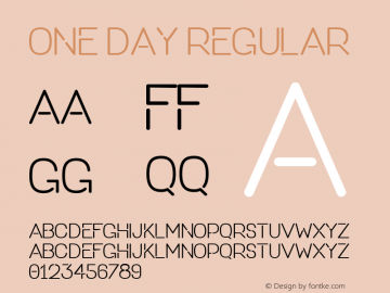 ONE DAY Regular Unknown Font Sample