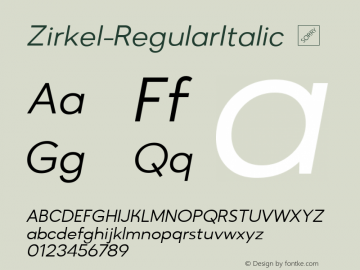 Zirkel-RegularItalic ☞ Version 1.000;PS 001.000;hotconv 1.0.70;makeotf.lib2.5.58329 DEVELOPMENT;com.myfonts.easy.ondrej-kahanek.zirkel.regular-italic.wfkit2.version.4cuB Font Sample