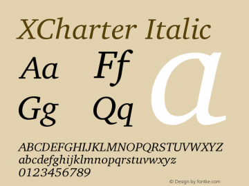 XCharter Italic Version 1.0 Font Sample