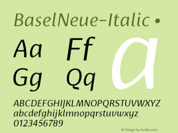 BaselNeue-Italic ☞ Version 1.000 2014 initial release; ttfautohint (v1.1) -l 8 -r 50 -G 200 -x 14 -D latn -f none -w G;com.myfonts.easy.isaco.basel-neue.italic.wfkit2.version.4hLX Font Sample