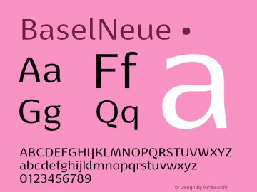 BaselNeue ☞ Version 1.000 2014 initial release; ttfautohint (v1.1) -l 8 -r 50 -G 200 -x 14 -D latn -f none -w G;com.myfonts.easy.isaco.basel-neue.regular.wfkit2.version.4hLZ Font Sample
