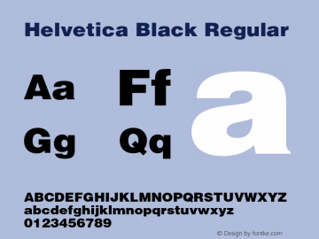 Helvetica Black Regular 001.001 Font Sample