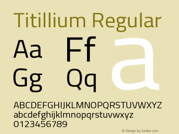 Titillium Regular Version 1.000;PS 57.000;hotconv 1.0.70;makeotf.lib2.5.55311 Font Sample
