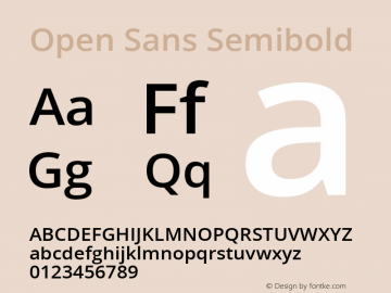 Open Sans Semibold Version 1.10 Font Sample