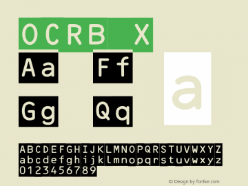 OCRB X Version 2 Font Sample