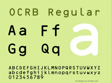 OCRB Regular Version 2 Font Sample