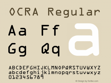 OCRA Regular Version 2 Font Sample