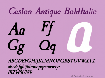 Caslon Antique BoldItalic Version 002.034图片样张