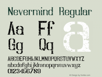 Nevermind Regular Version 1.00 June 30, 2014, initial release Font Sample