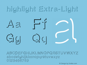 highlight Extra-Light Version 001.000 Font Sample