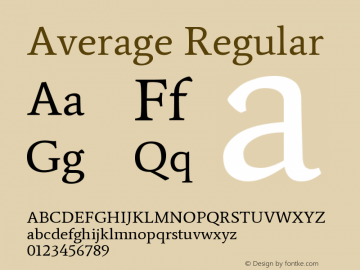Average Regular Version 1.001 Font Sample