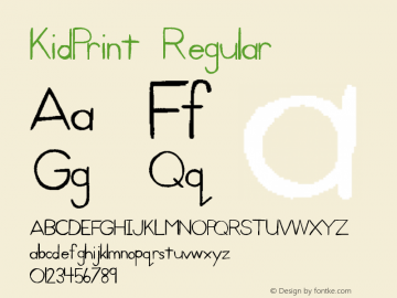 KidPrint Regular Version 1.00 March 21, 2013, initial release Font Sample