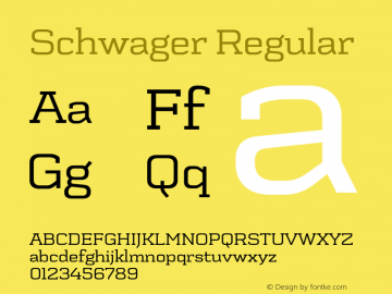 Schwager Regular Version 001.001 Font Sample