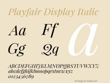 Playfair Display Italic Version 1.004;PS 001.004;hotconv 1.0.70;makeotf.lib2.5.58329图片样张