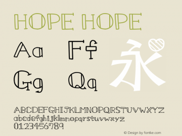 HOPE HOPE HOPEHOPE Font Sample