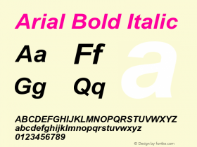 Arial Bold Italic Version 6.87 Font Sample