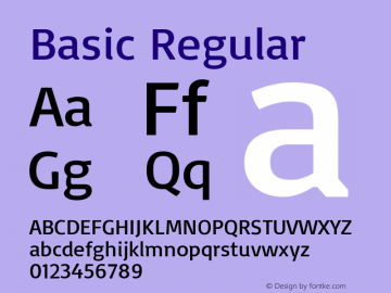 Basic Regular Version 1.003; ttfautohint (v1.1) -l 6 -r 16 -G 0 -x 16 -D latn -f none -w 