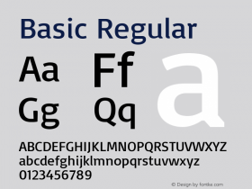 Basic Regular Version 1.003; ttfautohint (v1.1) -l 6 -r 16 -G 0 -x 16 -D latn -f none -w 