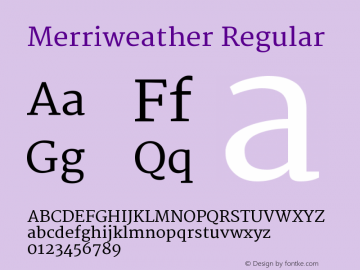 Merriweather Regular Version 1.003 Font Sample