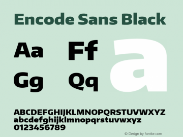 Encode Sans Black Version 1.002; ttfautohint (v1.1) -l 8 -r 50 -G 200 -x 14 -D latn -f none -w G Font Sample