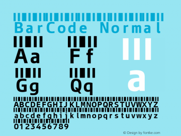 BarCode Normal Version 1.00 Font Sample