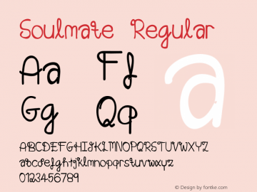 Soulmate Regular Unknown Font Sample