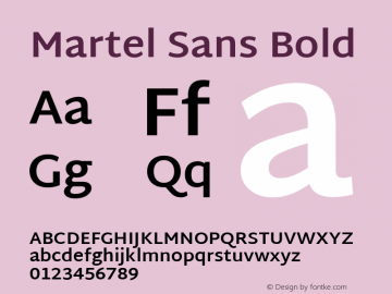 Martel Sans Bold Version 1.001; ttfautohint (v1.1) -l 5 -r 5 -G 72 -x 0 -D latn -f none -w gGD -W -c Font Sample
