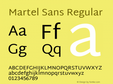 Martel Sans Regular Version 1.001; ttfautohint (v1.1) -l 5 -r 5 -G 72 -x 0 -D latn -f none -w gGD -W -c Font Sample