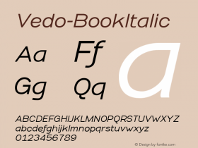 Vedo-BookItalic ☞ Version 1.000;com.myfonts.easy.wiescherdesign.vedo.book-italic.wfkit2.version.3CZs Font Sample