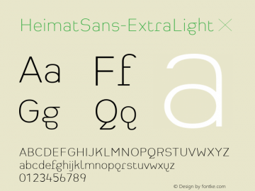 HeimatSans-ExtraLight ☞ Version 001.000;com.myfonts.easy.atlas-font-foundry.heimat-sans.extra-light.wfkit2.version.3s8Z Font Sample