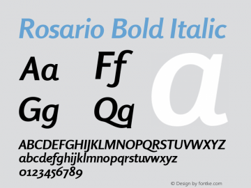 Rosario Bold Italic 001.000 Font Sample