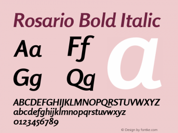 Rosario Bold Italic Version 1.004 Font Sample