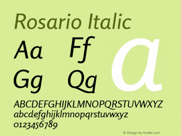 Rosario Italic Version 1.004 Font Sample