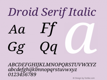 Droid Serif Italic Version 1.03; build; 20140304图片样张