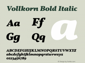 Vollkorn Bold Italic Version 2.001图片样张