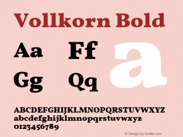 Vollkorn Bold Version 3.002;PS 003.002;hotconv 1.0.70;makeotf.lib2.5.58329 Font Sample