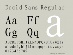 Droid Sans Regular Version 1.00 September 4, 2015, initial release图片样张