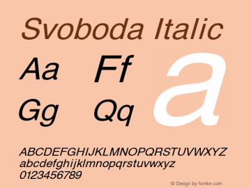 Svoboda Italic Altsys Fontographer 3.5  6/26/92图片样张