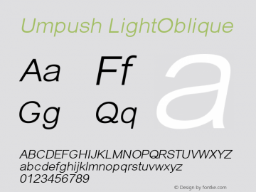 Umpush LightOblique Version 0.10.0: 2014-03-17 Font Sample