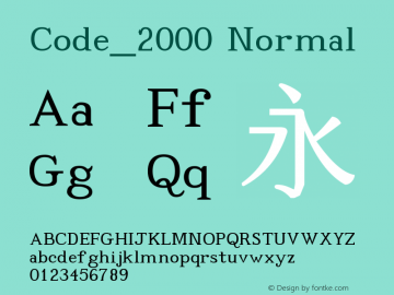 Code_2000 Normal Version 1.171 Font Sample
