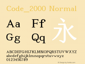Code_2000 Normal Version 1.171 Font Sample