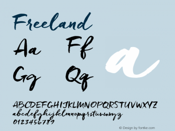 Freeland ☞ Version 1.000;com.myfonts.easy.trial-by-cupcakes.freeland.regular.wfkit2.version.4nW1图片样张